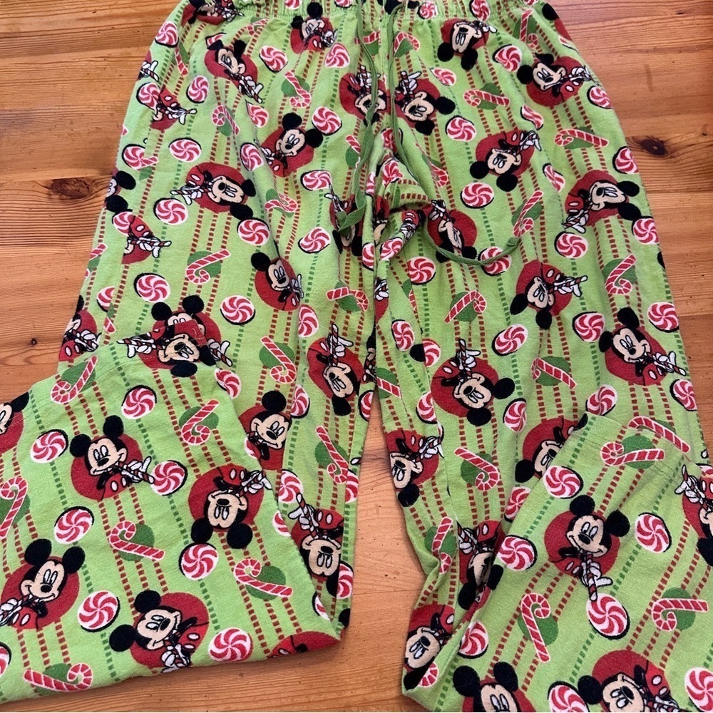 Disney Mickey Mouse Christmas Candy Canes Pajama Pants Cotton Women XS - Picture 1 of 8